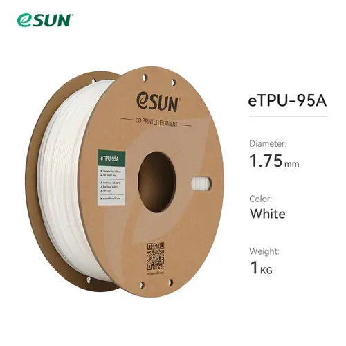 eSUN Flexible TPU-95A 1.75mm 3D Filament 1KG White