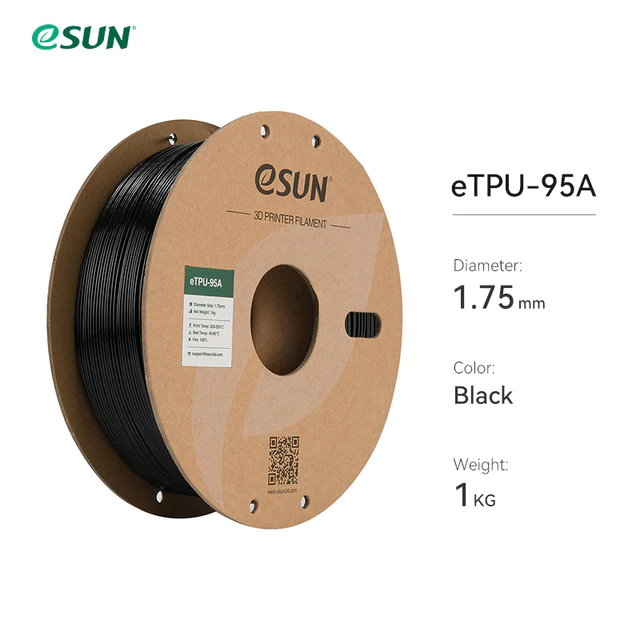 eSUN Flexible TPU-95A 1.75mm 3D Filament 1KG Black